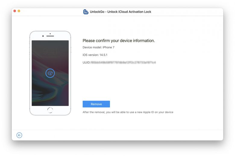 04 confirm device information iToolab UnlockGo: Confirm device information.