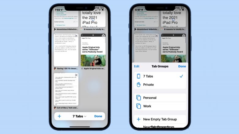Safari in iOS 15 — Tab Groups Safari in iOS 15 — Tab Groups