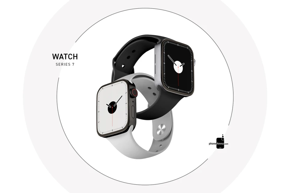 PhoneArena.com Apple Watch 7 render 5 Larger Apple Watch 7 case sizes and screen size seem likely.