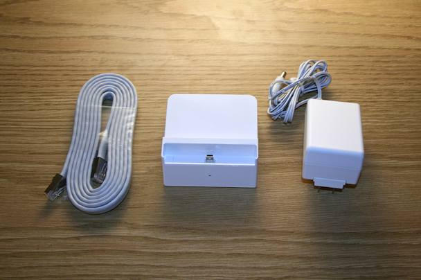 In the box: DockStar, power adapter, ethernet cable.