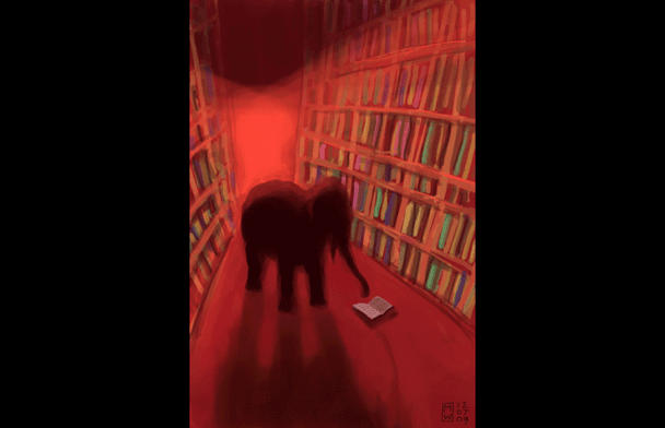 From the show: "Elephant in The Library." @Matthew Watkins