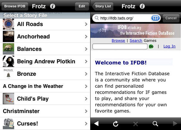 Frotz: text adventure goodness on your iPod touch or iPhone