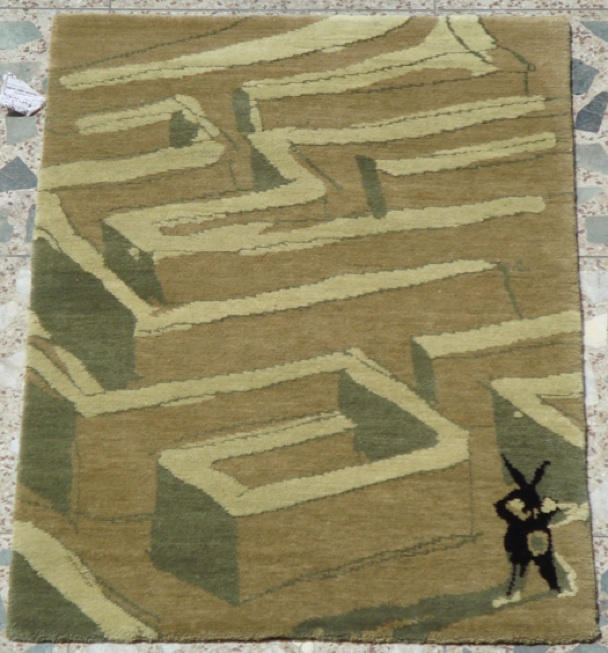 "Lost Bunny." Also on Tibetan carpet, the work measures 1m x 1.5m. @Matthew Watkins