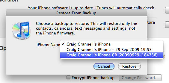 msb-tute-3 Selecting a back-up for restore.