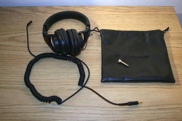 In the box: headphones; heavy duty, detachable cable; carry bag; threaded quarter-inch jack adapter 