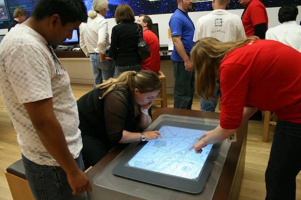 One of four $15,000 Microsoft Surface tables in the store.