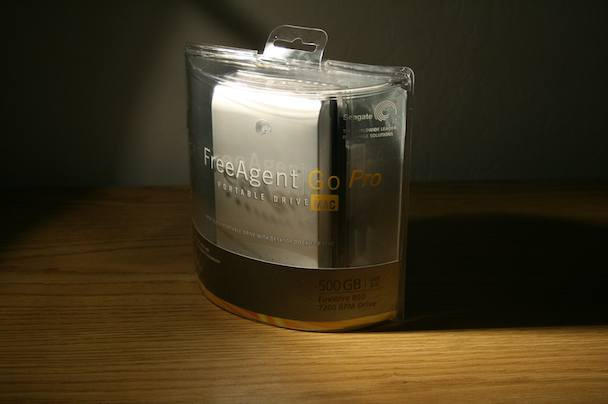 Blister packs suck the joy out of life. I spent way more time than I'm going to admit trying to bust the FreeAgent Go out of its plastic Supermax prison.