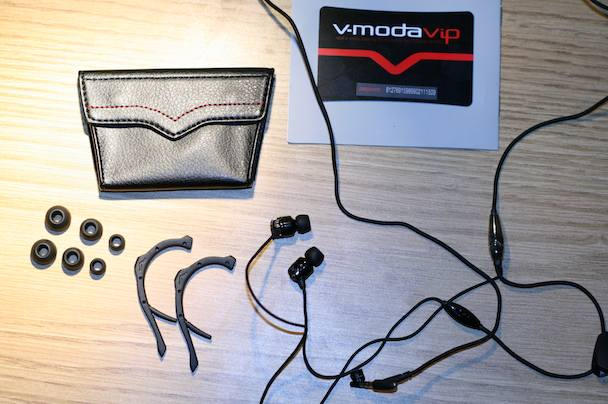 The Vibe IIs come with a cornucopia of extras: six sets of silicone eartips (three each in black and clear); case; sport earhooks; and the V-Moda VIP card that...well, I have no clue.