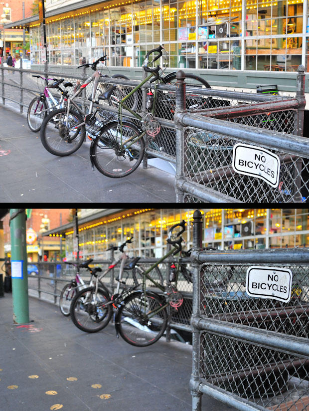 Top: slow shutter speed and small aperture. Bottom: a large aperture and fast shutter speed. See the difference?