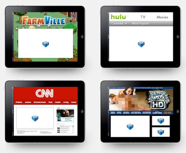How the web will look on the Flash-less iPad, according to Adobe.