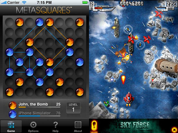 Left: MetaSquares. Right: Sky Force.
