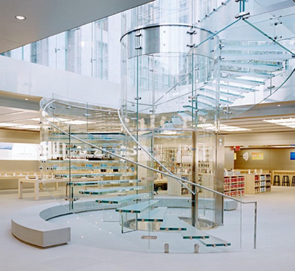 The intact staircase of the 5th Ave store. Courtesy Apple.