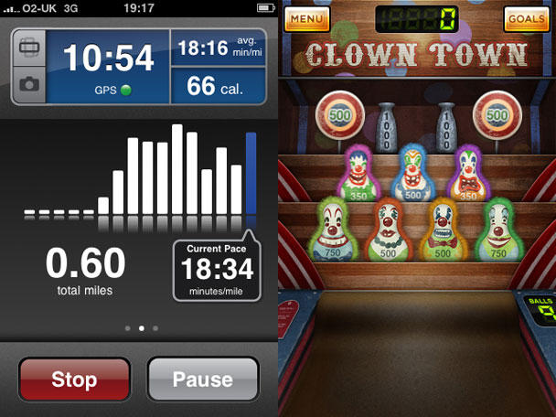Left: RunKeeper - better than Nike+. Right: the beautiful but frustrating Ramp Champ.