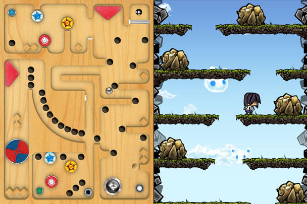 Left: Labyrinth 2 HD. Right: Cliffed: Norm's World XL