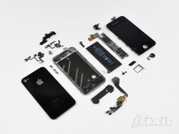 The iPhone 4 all torn down.