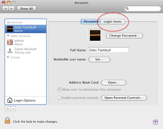 20110114 loginitems Login items