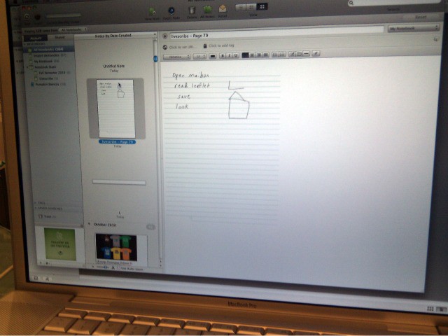 Your scrawl, captured with digital pen and saved with Evernote.