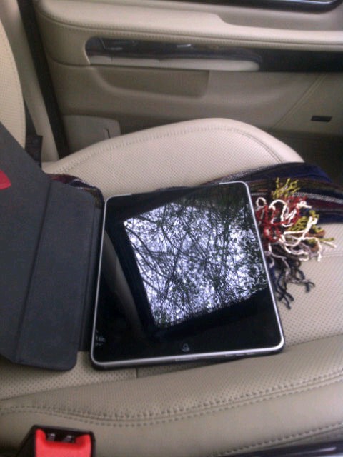 Carling's rescued iPad. He joked that he might test it for fingerprints.