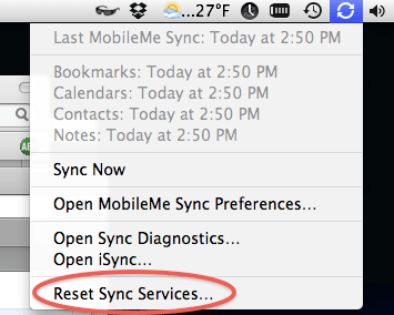 Reset Sync Services