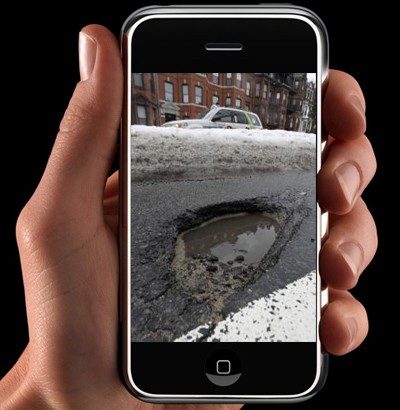 iPhone and pothole