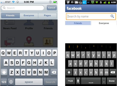 Facebook 2 ios vs android