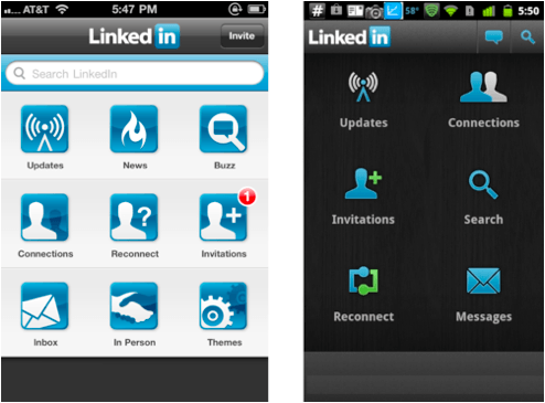 Linkedin ios vs android