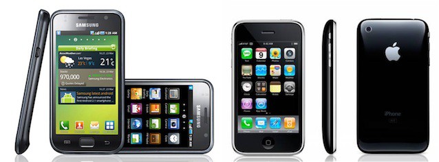 Apple says Samsung's phones and tablets, like the Galaxy S above, rip off its designs.