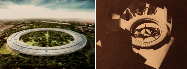 Did Apple borrow the design for its new spaceship-like Cupertino HQ from this retro-futuristic design made for the NYC Columbia Circle Shopping Center back in the 1940s?