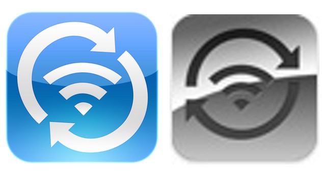 Greg Hughes' WIFi Sync app icon is on the left, Apple's official WiFi Sync icon is on the right.