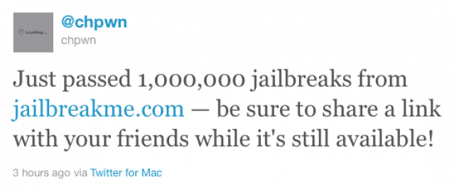 JailbreakMe-1-million-downloads-tweet
