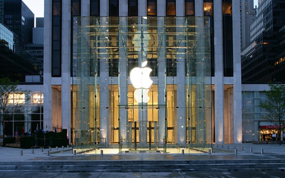 Apple's Fifth Avenue retail store opens in New York City.