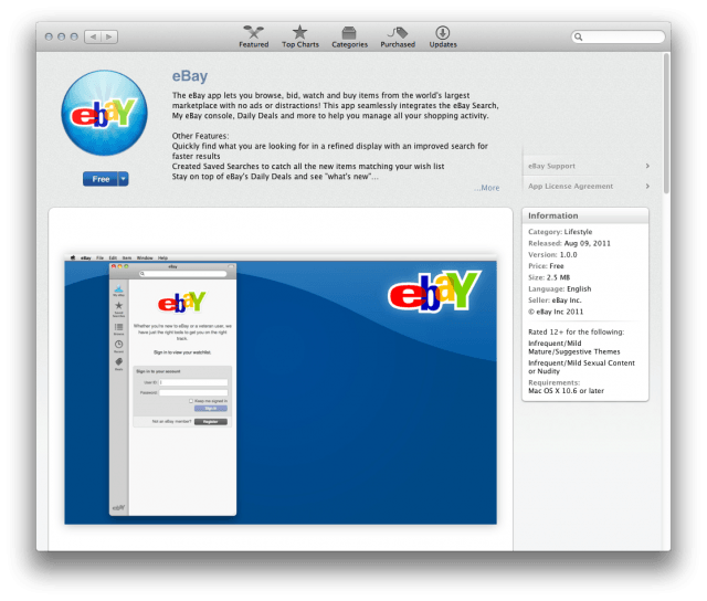 eBay in Mac App Store
