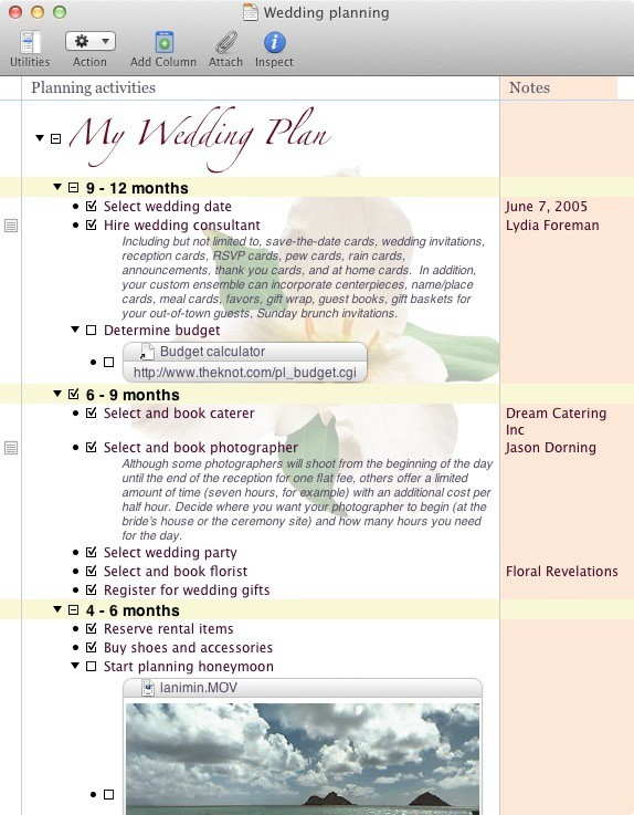 OO for wedding planning