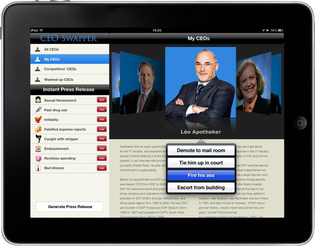 HP lanza aplicación de intercambio de CEO para iPad #Humor