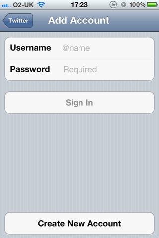 IOS 5 Twitter login