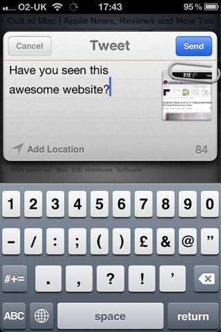 Tweeting URL iOS 5