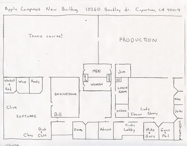 The layout of Apple's Bandley 1 office