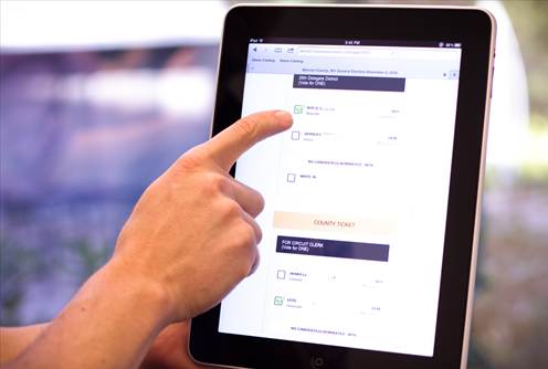 The iPad voting system from Everyone Counts.