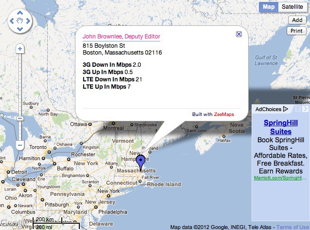 When you've finished filling in our 3G/LTE survey, your entry should look like this.