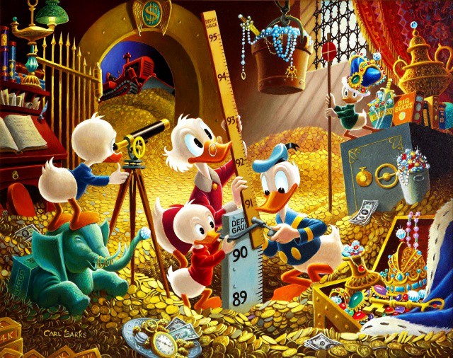 Scrooge-McDuck-Carl-Barks-for-Disney-Donald-Duck-with-Huey-Duey-and-louie