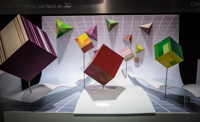 Given the numbers, LG might be better sticking to physical displays of 3-D like this one at the Mobile World Congress last week. Photos Charlie Sorrel (CC BY-NC-SA 3.0)