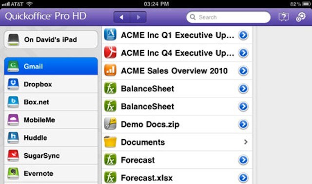 Quickoffice for iPad (ow available with business security features)