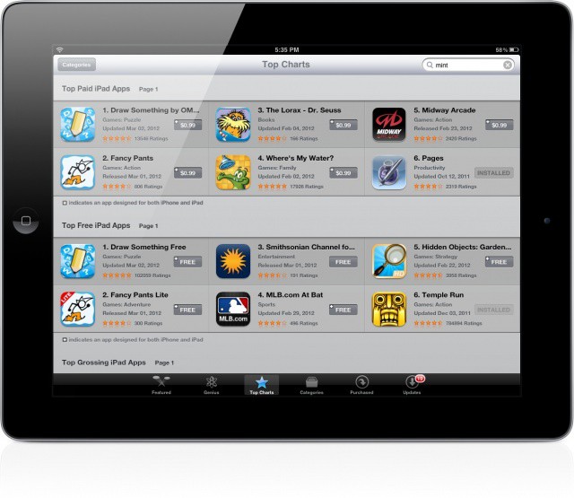 updated iPad top charts App Store
