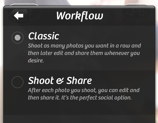 Workflow in Camera+3