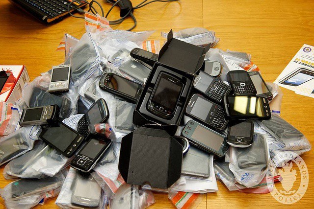 Stolen phones. Photo West Midlands Police  (CC BY-SA 2.0)