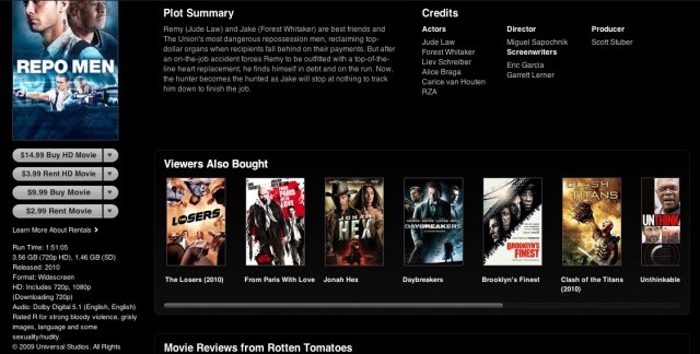 Movies from Universal, like 'Repo Men', are now available to re-download from iCloud.