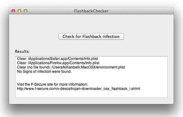 Forget confusing Terminal commands; Flashback Checker is the quickest and easiest way to detect the Flashback trojan.