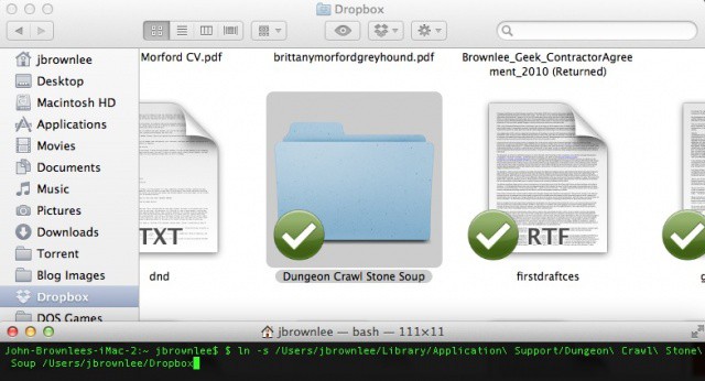 Syncing any file or directory to Dropbox is easy using Terminal.