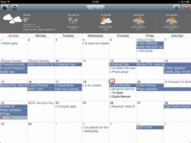 Month view in Awesome Calendar - but where's the new event button?