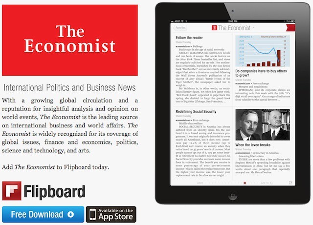 Despite a presence in Flipboard, The Economist's CEO sees the app as competition